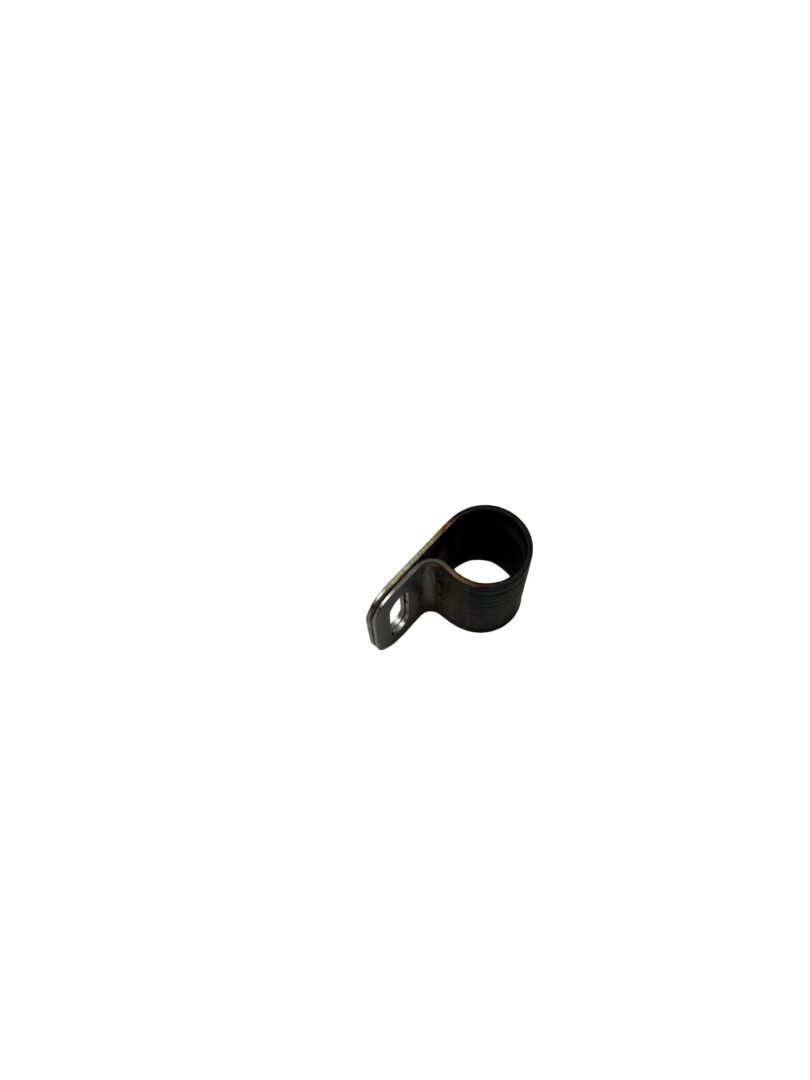 A black metal clip that is attached to the side of a white wall.