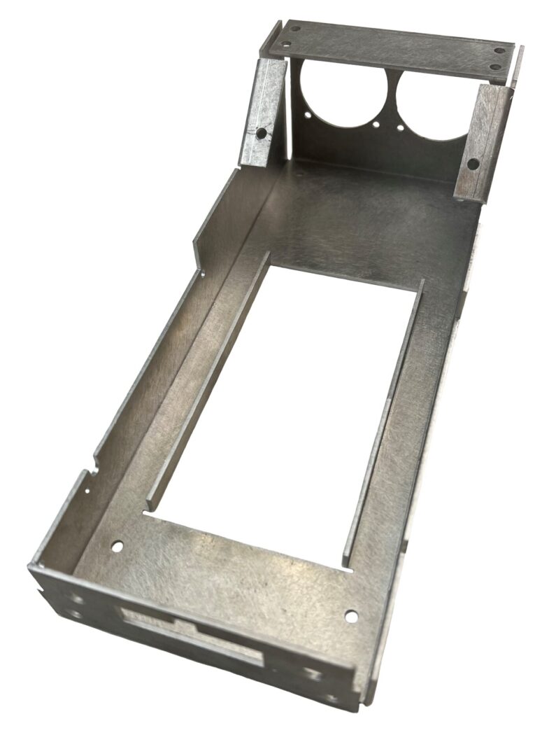 A metal frame with two holes for the bottom of the frame.