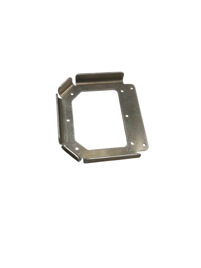 A metal frame with a square hole in it.