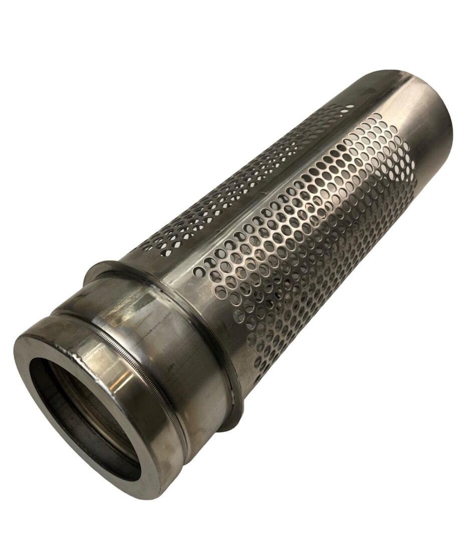 A metal tube with holes on it.
